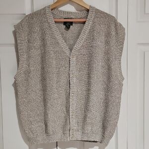 Dockers Golf Beige Knit Button Front Sweater Vest Size L